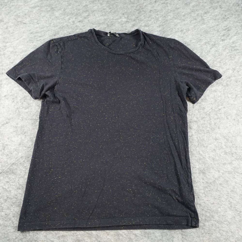 COS Top Womens Medium Blue Crew Neck Pullover Textured Tee Marled Short Sleeve